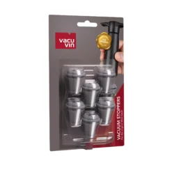 Vacu Vin Wijnstopper Vacuum Wine Stopper - Grijs - 6 Stuks -Cuisine Et Table 0886360 Vacuum Wine Stoppers Grey 6 pcs Pack 1