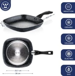 Westinghouse Pannenset Black Marble (Grillpan 28 Cm + Wokpan ø 30 Cm) - Inductie En Alle Andere Warmtebronnen -Cuisine Et Table 1176x1200