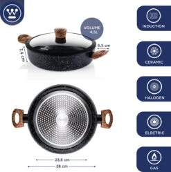 Westinghouse Pannenset Marble Wood (Wokpan ø 30 Cm + Braadpan + Hapjespan ø 28 Cm) - Inductie En Alle Andere Warmtebronnen -Cuisine Et Table 1190x1200 1
