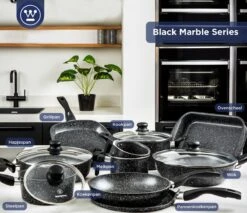 Westinghouse Pannenset Black Marble (Grillpan 28 Cm + Wokpan ø 30 Cm) - Inductie En Alle Andere Warmtebronnen -Cuisine Et Table 1200x1036 1