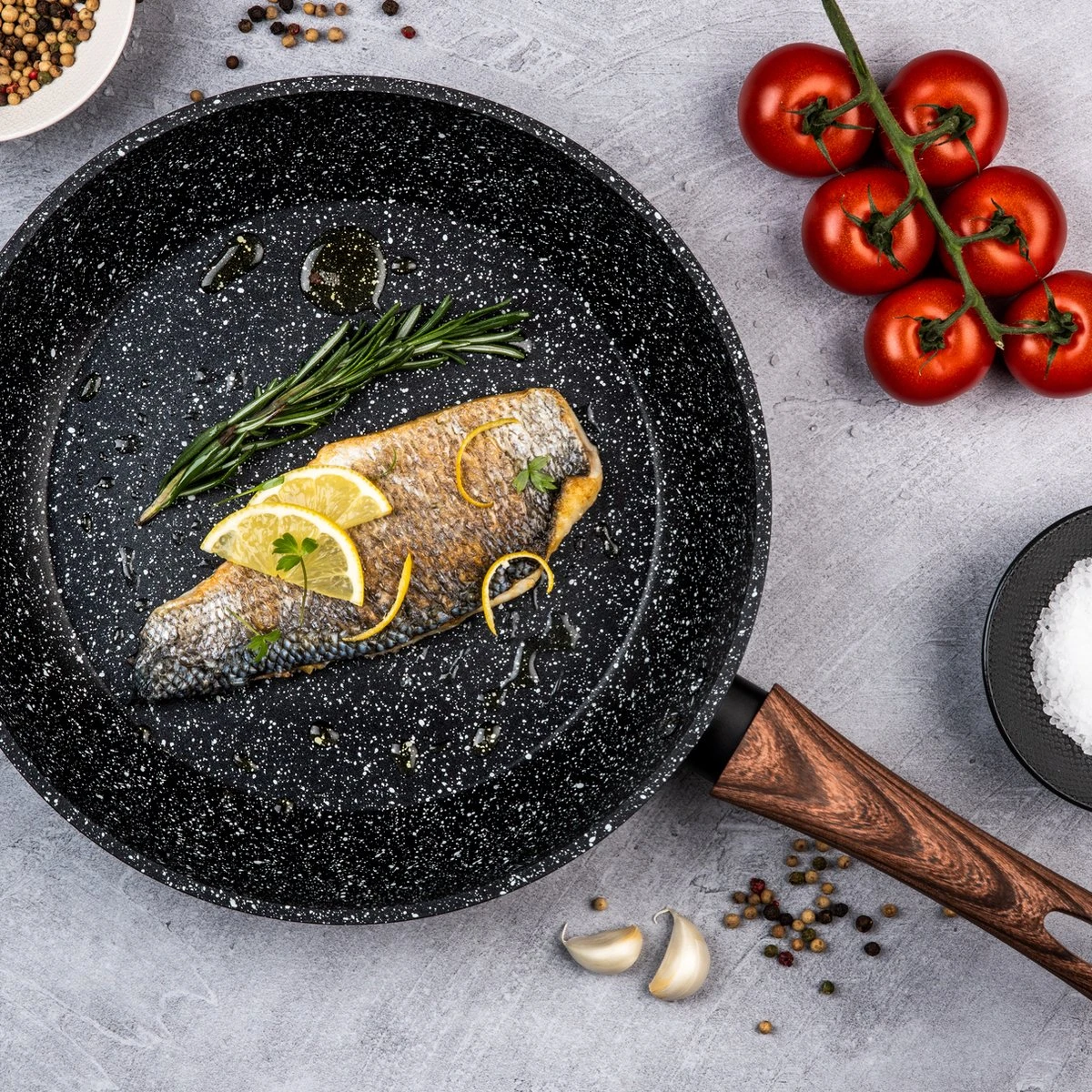 Westinghouse Pannenset Marble Wood (Koekenpan ø 28 En 30 Cm + Steelpan ø 18 Cm) - Inductie En Alle Andere Warmtebronnen 6 Westinghouse Pannenset Marble Wood (Koekenpan ø 28 En 30 Cm + Steelpan ø 18 Cm) - Inductie En Alle Andere Warmtebronnen - Image 4