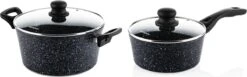 Westinghouse Pannenset Black Marble (Braadpan ø 24 Cm + Steelpan ø 18 Cm) - Inductie En Alle Andere Warmtebronnen