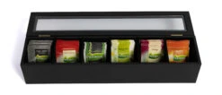 Sakura Tea Theedoos - Zwart - 6-vaks - Met Fluweel - 43 X 9 Cm -Cuisine Et Table 3 6 vaks lang 8