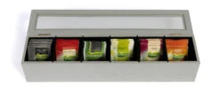 Sakura Tea Theedoos - Wit - 6-vaks - Met Fluweel - 43 X 9 Cm -Cuisine Et Table 3 6 vaks lang 9
