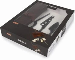 Boska Kaasmessenset Monaco+ Zwart - Met Lederen Hoes -Cuisine Et Table 307089 Cheese Set Monaco Black verpakking