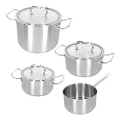 Demeyere - 4 Delige Pannenset (Kookpan ø 18 / 20 / 24 Cm + Steelpan ø 18 Cm) + Deksels Classic 3 - RVS -Cuisine Et Table 40850 875 0 0111