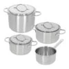 Demeyere - 4 Delige Pannenset (Kookpan ø 18 / 20 / 24 Cm + Steelpan ø 16 Cm) + Deksels Resto 3 - RVS