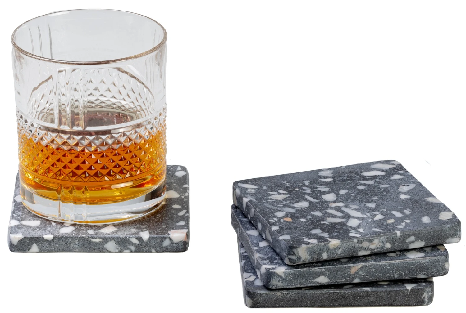 Jay Hill Onderzetters Terrazzo - Grijs - 10 X 10 Cm - 4 Stuks 3 Jay Hill Onderzetters Terrazzo - Grijs - 10 X 10 Cm - 4 Stuks