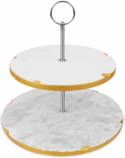 Jay Hill Etagere Marmer Goud 2-Laags -Cuisine Et Table 8720812849278 2