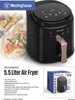 Westinghouse Airfryer / Heteluchtfriteuse - 1400 W - Zwart - 5.5 Liter 13 Westinghouse Airfryer / Heteluchtfriteuse - 1400 W - Zwart - 5.5 Liter -Cuisine Et Table 902x1200
