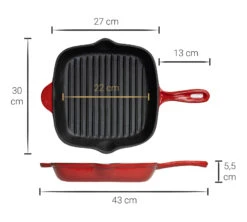 Blackwell Grillpan - Gietijzer - Rood - 27 X 27 Cm - Zonder Anti-aanbaklaag 9 Blackwell Grillpan - Gietijzer - Rood - 27 X 27 Cm - Zonder Anti-aanbaklaag -Cuisine Et Table Asset 35@2x 80