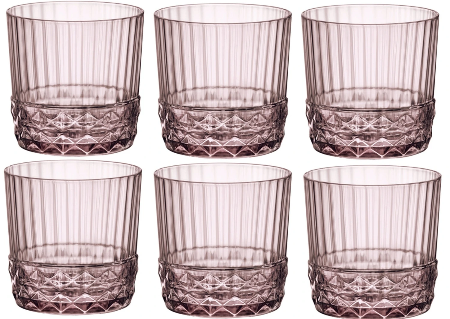 Bormioli Rocco Cocktailglazen / Whiskey Glazen / Waterglazen America 20's - Lilac Rose - 370 Ml - 6 Stuks 3 Bormioli Rocco Cocktailglazen / Whiskey Glazen / Waterglazen America 20's - Lilac Rose - 370 Ml - 6 Stuks
