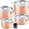 DUCQ Pannenset (Kookpan ø 18 / 20 / 20 Cm + Steelpan ø 16 Cm) + Deksels - Koper - 4 Delige Set -Cuisine Et Table CL productafbeeldingen 16 2