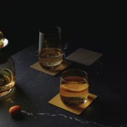 ASA Selection Onderzetters - Soft Leather - Cork - 10 X 10 Cm - 4 Stuks -Cuisine Et Table Coaster Soft Leather Glas Amber 1