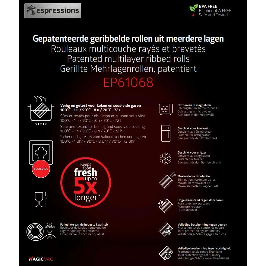 Espressions Vacumeerfolie 600 X 30 Cm - 2 Stuks - Geschikt Voor Foodsaver 5 Espressions Vacumeerfolie 600 X 30 Cm - 2 Stuks - Geschikt Voor Foodsaver - Image 3