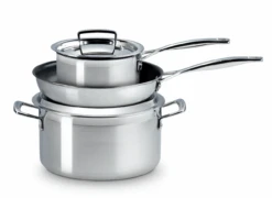 Le Creuset 3- Delige Pannenset 3-ply - RVS - Inductie - Koekenpan, Kookpan & Steelpan - Inclusief 2 Deksels -Cuisine Et Table LC 20210610 ZS PS FS 53808000010050 005 1