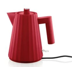 Alessi Waterkoker Plissé - Droogkookbeveiliging - Rood - Michele De Lucchi - 1 Liter - MDL06/1 R -Cuisine Et Table MDL06 1 R 1