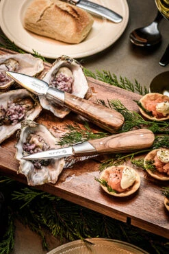 Laguiole Style De Vie Oestermessen Met Oesterhouder Luxury Line Olijfhout -Cuisine Et Table OesterOliveGift 3