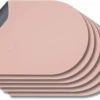 Jay Hill Placemats - Vegan Leer - Grijs / Roze - Bread - Dubbelzijdig - 44 X 30 Cm - 6 Stuks