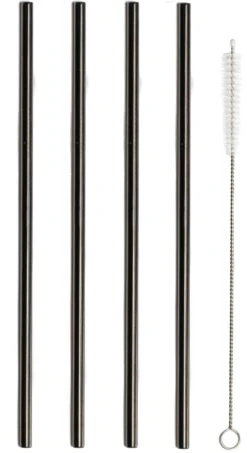 Sareva Herbruikbare Rietjes - Met Borstel - Zwart - 4 Stuks 11 Sareva Herbruikbare Rietjes - Met Borstel - Zwart - 4 Stuks -Cuisine Et Table Sareva Rietjes Rech zwart