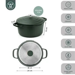 Westinghouse Braadpan Performance - Gracious Green - ø 24 Cm / 4.5 Liter -Cuisine Et Table WCCC0095024SG 3