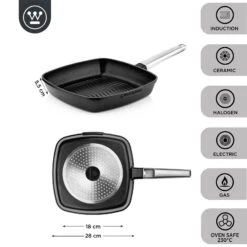 Westinghouse Grillpan Performance - Blissful Black - 28 X 28 Cm - Standaard Anti-aanbaklaag -Cuisine Et Table WCFP0095G28BK 3