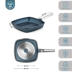 Westinghouse Grillpan Performance - Bravery Blue - 28 X 28 Cm - Standaard Anti-aanbaklaag -Cuisine Et Table WCFP0095G28BL 3
