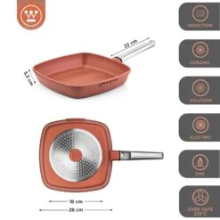 Westinghouse Grillpan Performance - Rebel Red - 28 X 28 Cm - Standaard Anti-aanbaklaag -Cuisine Et Table WCFP0095G28OR 3