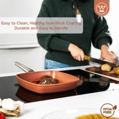 Westinghouse Grillpan Performance - Rebel Red - 28 X 28 Cm - Standaard Anti-aanbaklaag -Cuisine Et Table WCFP0095G28OR 4