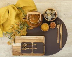 Jay Hill Placemats - Vegan Leer - Bruin / Zand - Dubbelzijdig - ø 38 Cm - 6 Stuks -Cuisine Et Table placemat 8 8