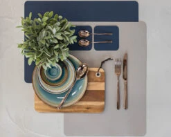 Jay Hill Placemats - Vegan Leer - Grijs / Blauw - Dubbelzijdig - 46 X 33 Cm - 6 Stuks -Cuisine Et Table placemat 9 1