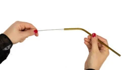 Sareva Herbruikbare Rietjes - Met Borstel - Goud - Gebogen - 4 Stuks -Cuisine Et Table product hand 4