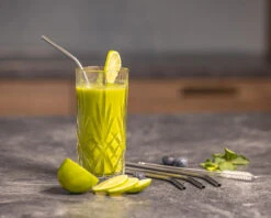 Sareva Herbruikbare Rietjes - Met Borstel - RVS - Gebogen - 4 Stuks -Cuisine Et Table product keuken 1