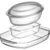 Sareva 2 Ovenschalen + 1 Broodbakvorm - Hittebestendig Glas -Cuisine Et Table sareva ovenschalen